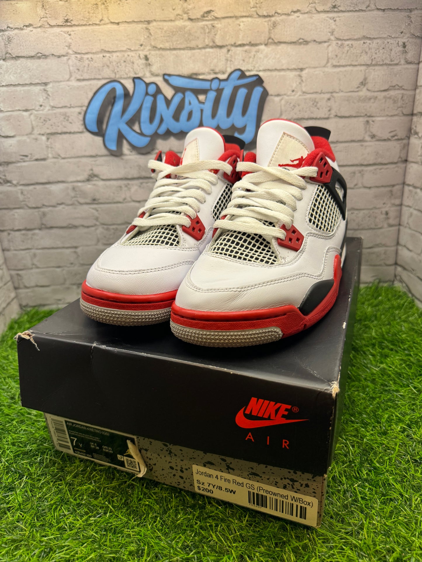 Jordan 4 Fire Red PO GS 7Y