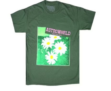 Travis Scott Astroworld Festival Run Flower Tee Olive S