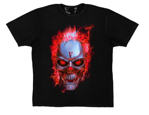Vlone Skully Red Flame Tee Black S