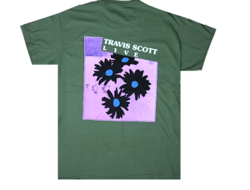 Travis Scott Astroworld Festival Run Flower Tee Olive S