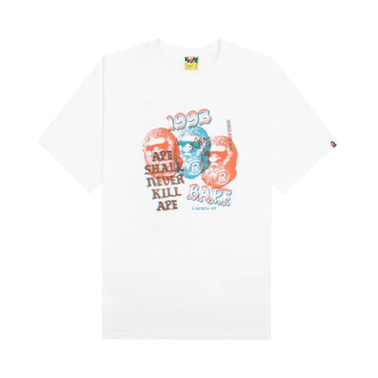 Bape Pigment Three Ape Head Tee White XXL